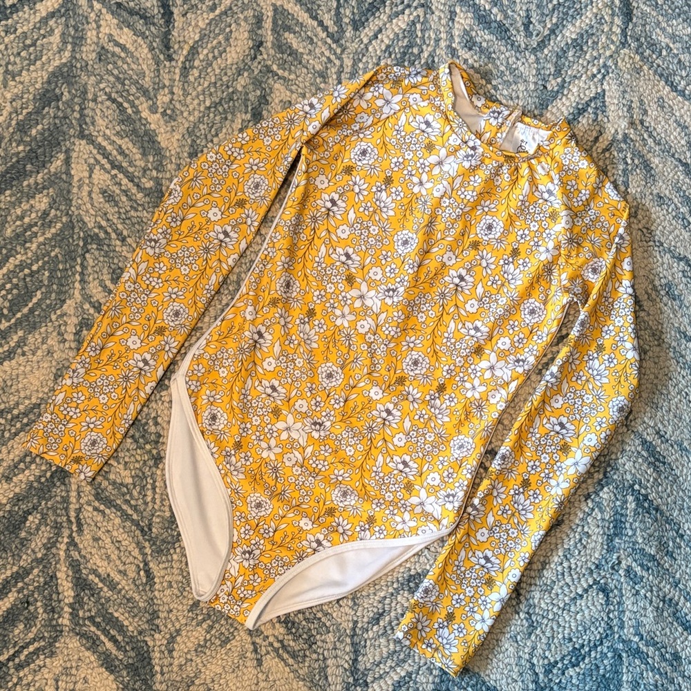 Art of Class Girls Yellow Floral One Piece